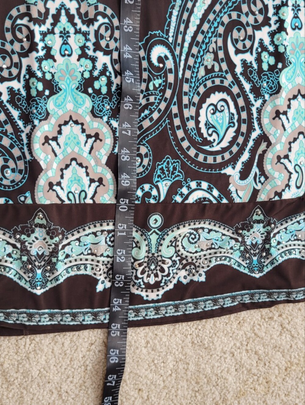 INC International Concepts Black Maxi Dress with Teal Paisley Print Size M - Picture 8 of 9